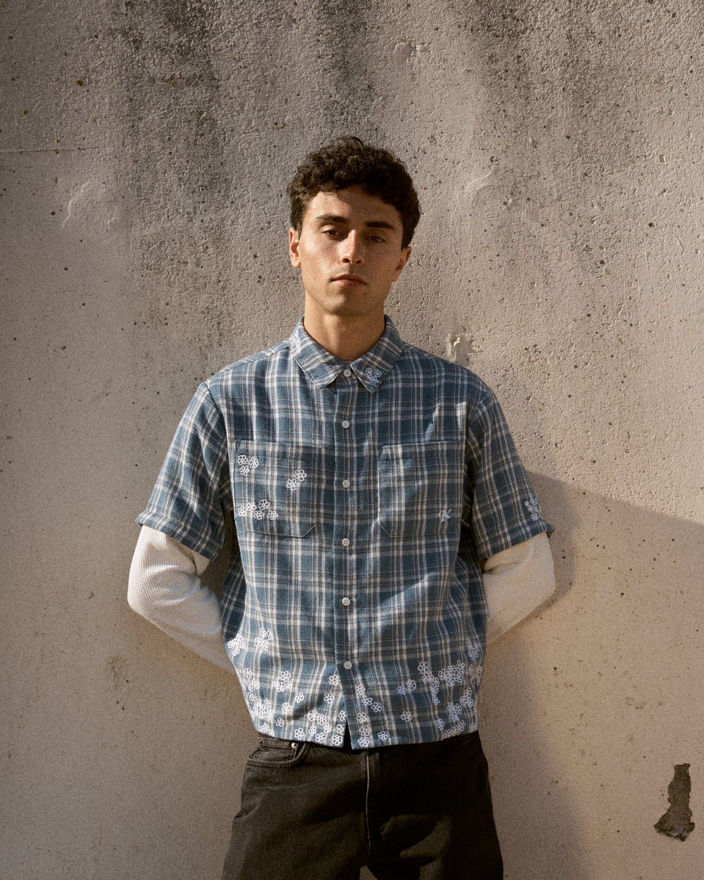 Long sleeve Flower Shirt - Blue