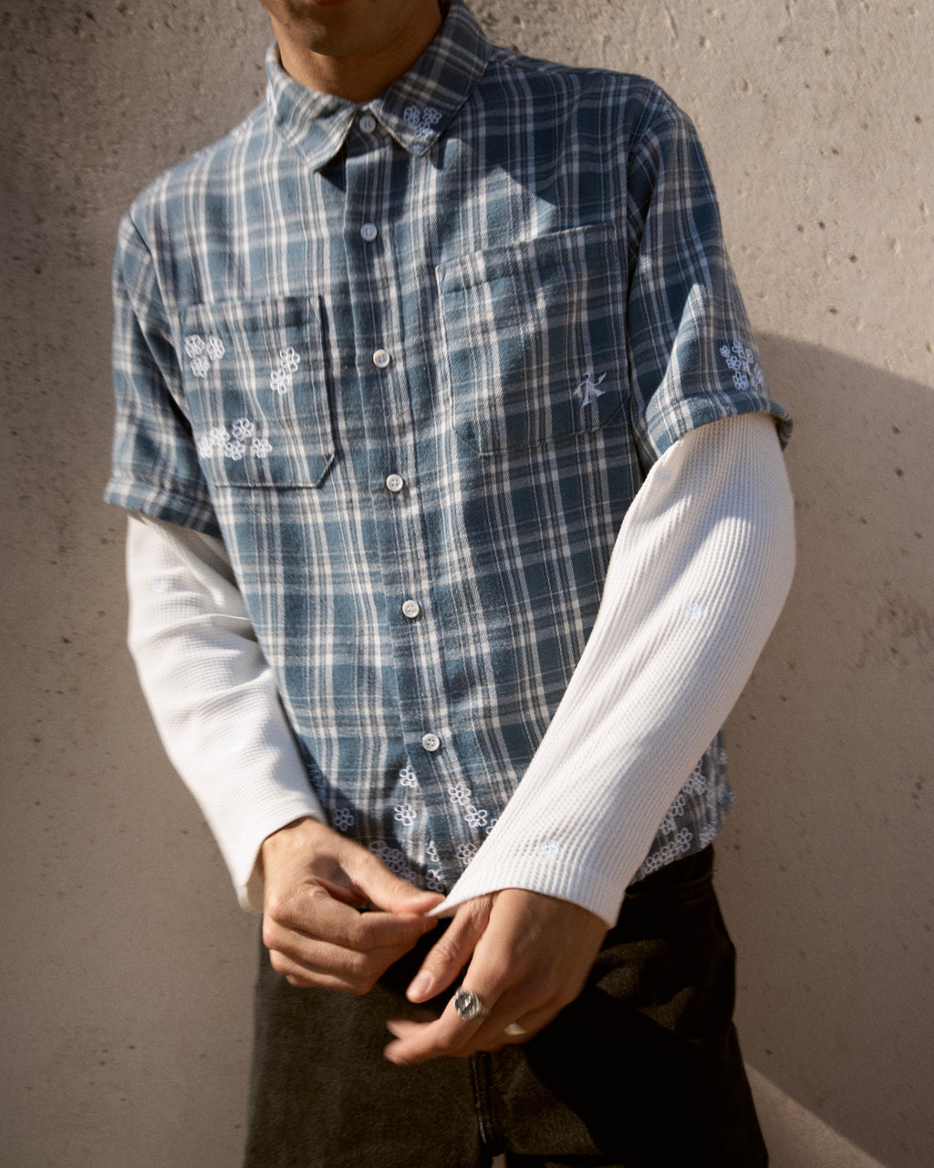 Long sleeve Flower Shirt - Blue