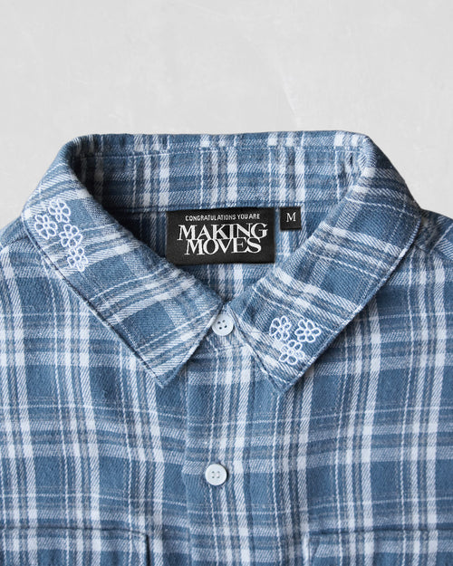 Long sleeve Flower Shirt - Blue